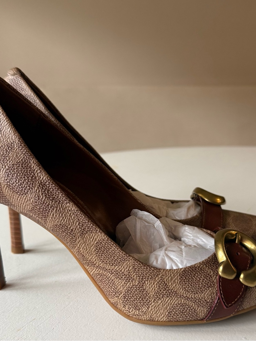 Coach Metallic Brown Pointed-Toe Buckle Pumps - Picture 6 of 9